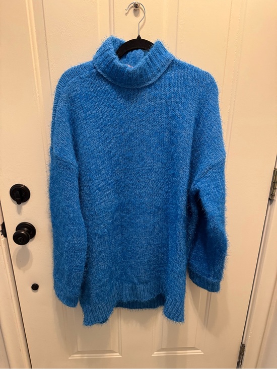 Show Me Your MuMu Dresses & Skirts - Show Me Your MuMu Bright Blue Fuzzy Turtleneck Mini Sweater Dress